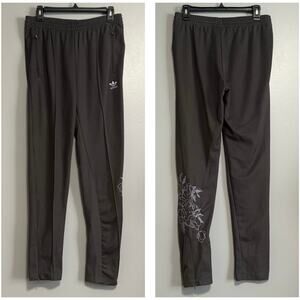 Adidas Gray Embroidered Flower Superstar Track Pants NEW